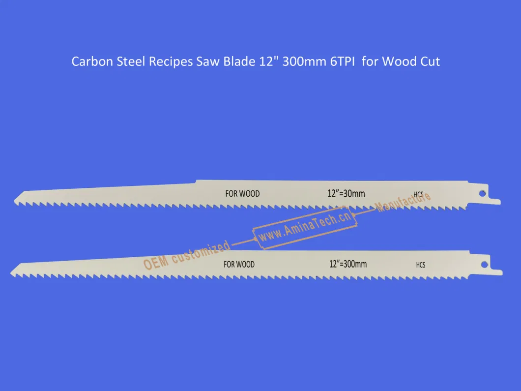 Carbon Steel Recipes Saw Blade 12" 300mm 6TPI for Wood Cut ,Reciprocating,Sabre Saw ,Power Tools